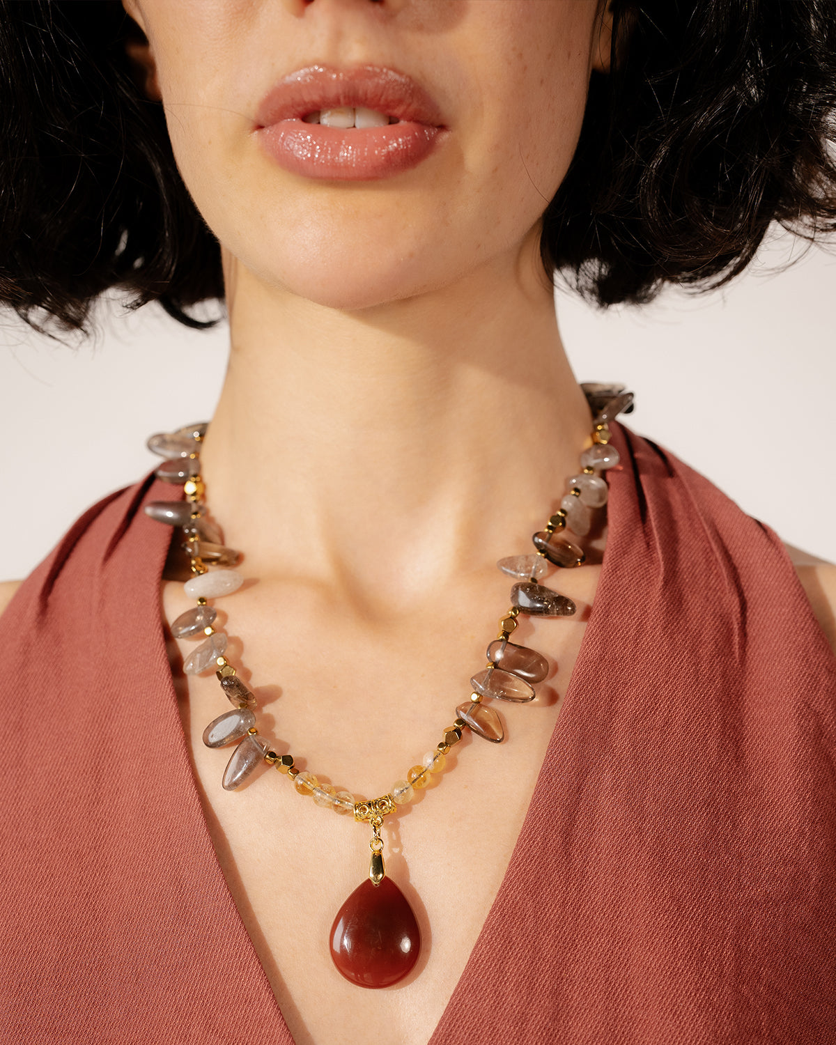 Burgundy Stone Necklace