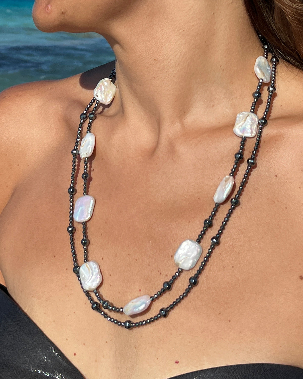 Grey Stone Necklace Set